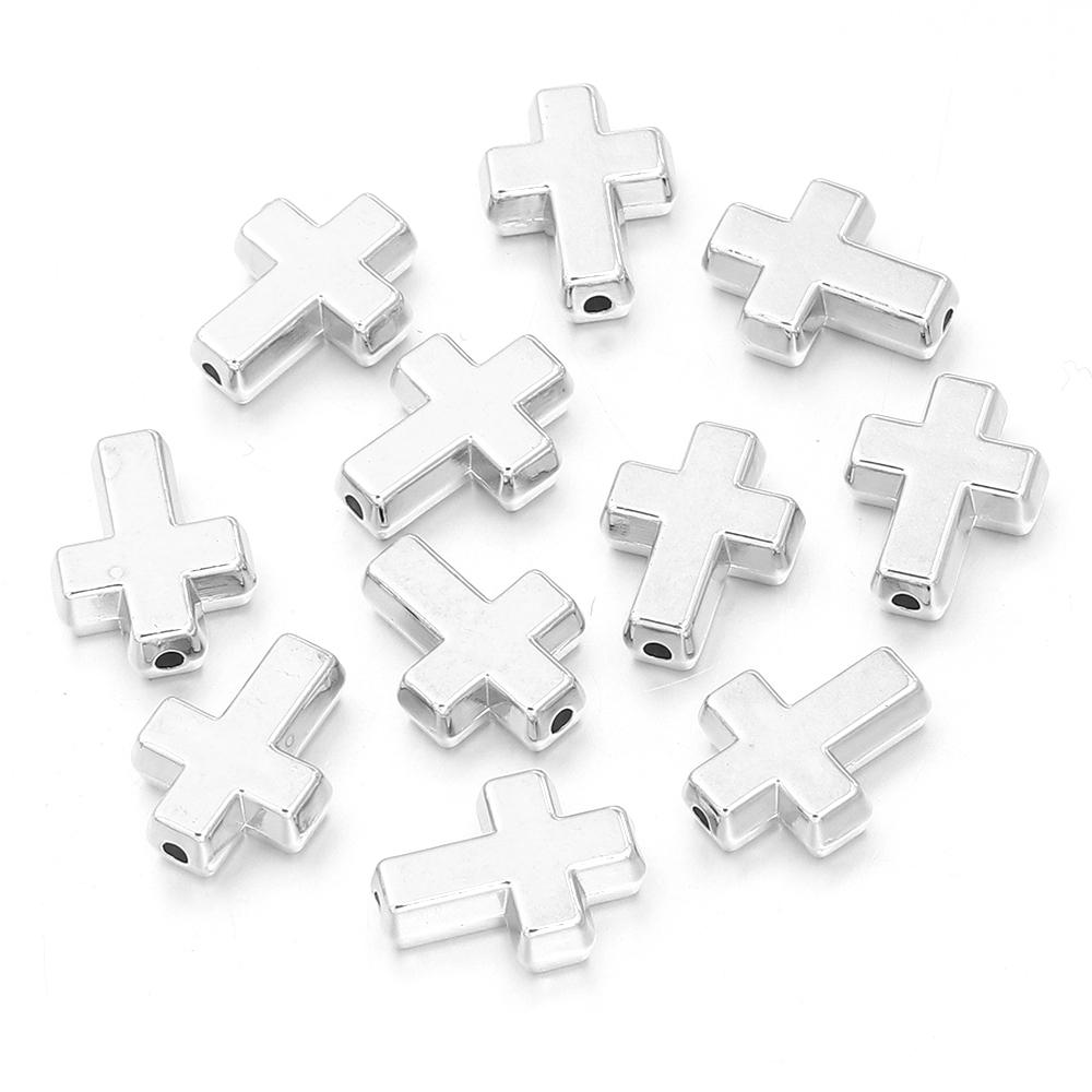 50-100pcs/lot Gold Silver Color CCB Cross Beads Plastic Loose Spacer Beads For Jewelry Making DIY Bracelet Necklace Accessories