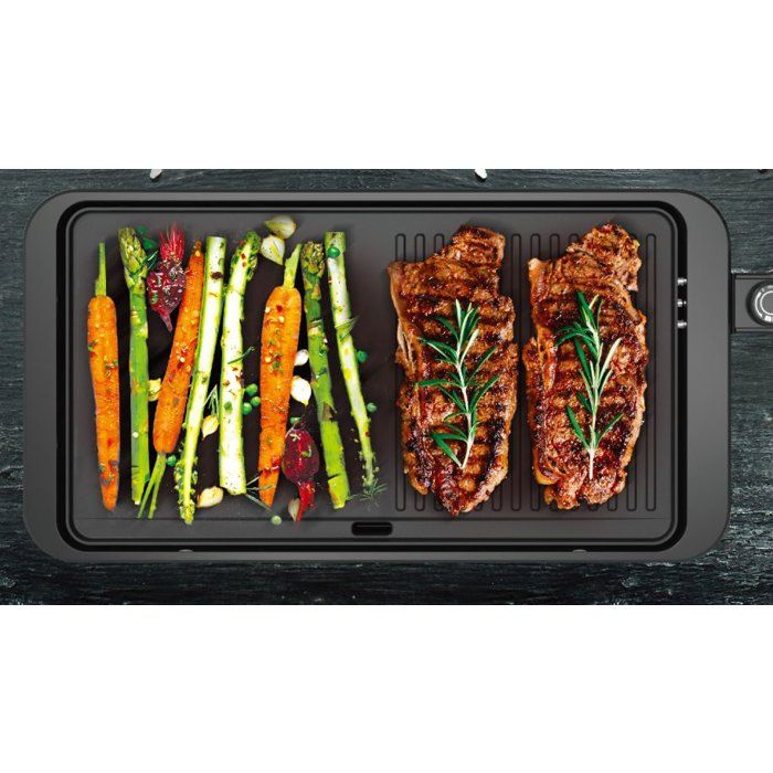 Electric Grill Plate - ARTHUR MARTIN - AMPL204 - 2000 W - Double Zone - Non-stick Plate - Adjustable Thermostat - Black