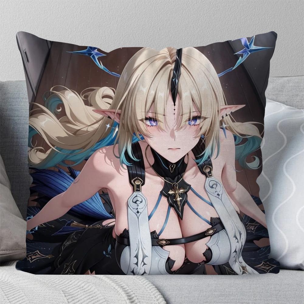 Fleurdelys Anime Game W-Wuthering Waves Pillow Case Square Pillow Bedroom Sofa Leisure Comfort Living Room Home Decoration 40X40