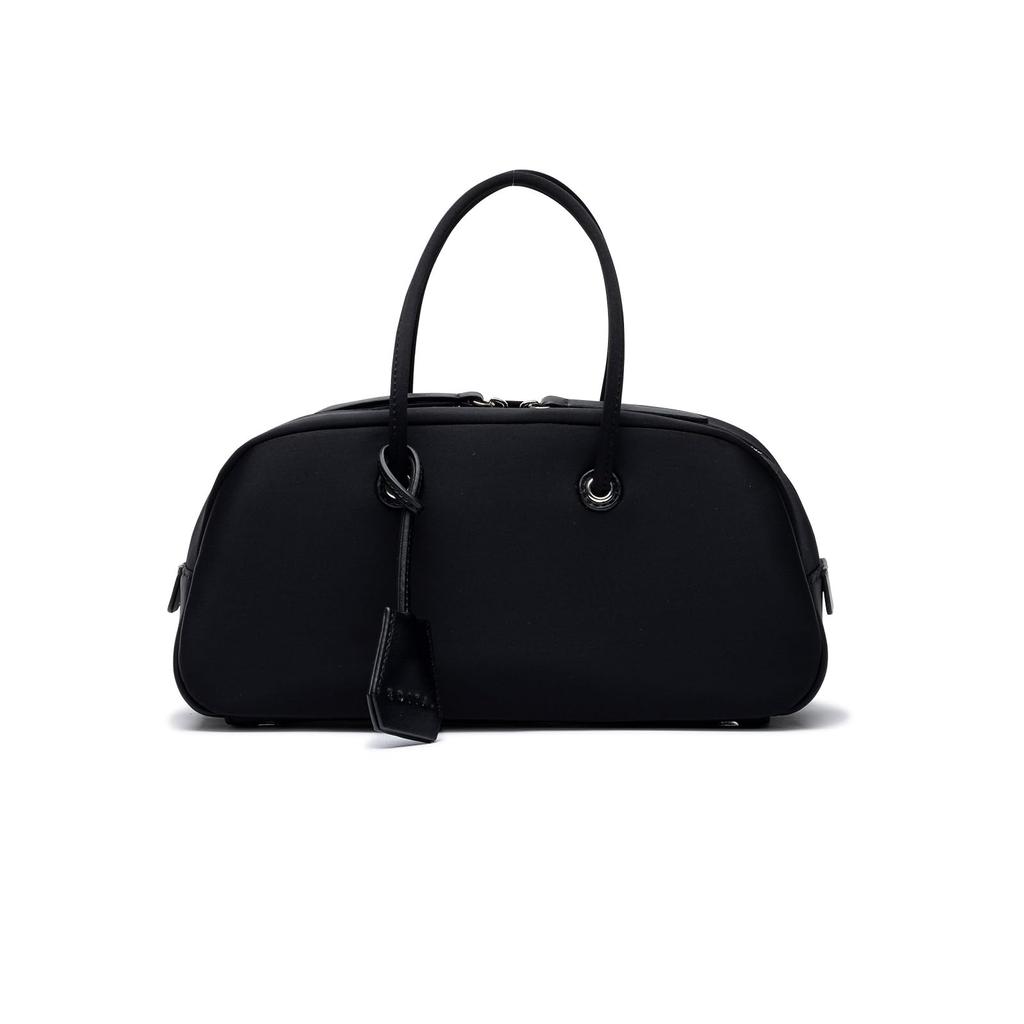 EDITA Mini Boston Handbag for Women, Lightweight, Elegant, Stands Alone, Waterproof, Black, Edt-135