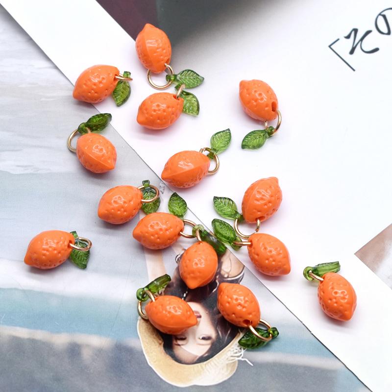 Mini Acrylic Fruit Lemon Pendants Lovely DIY Charms Waterproof for Bracelet Necklace Keychain Jewelry Making Supplies