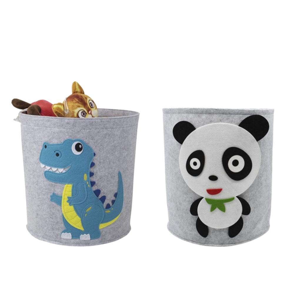 Panda Dinosaur Baby Storage Basket Felt Toy Organizer Laundry Clothes Bucket Cartoon Nursery Hamper for Kids Gift Idea