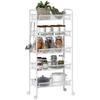 Five-Steel Mesh Basket Storage Trolley, with Wheels - White