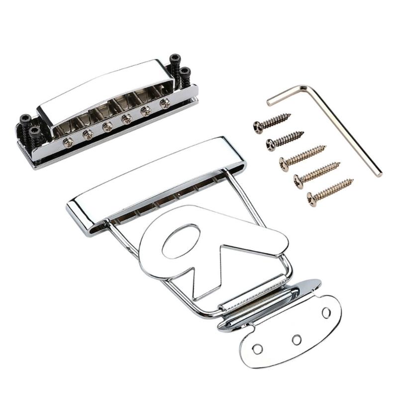 Short Guitar Tailpiece with Bridge Cover And Base Plate 6 String Electric Guitar Trapeze Tailpiece Bridge Easy Install