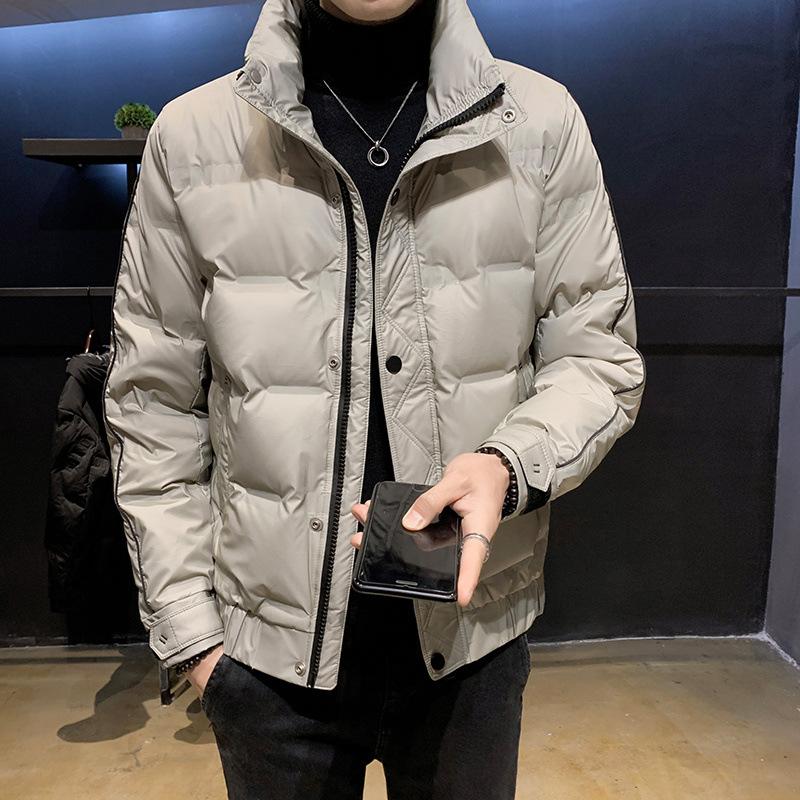

Зимняя мужская пуховая куртка - модная и красивая, утолщенная и теплая, свободная куртка с воротником-стойкой, пальто-хлеб, модная пуховая куртка без капюшона 3XL