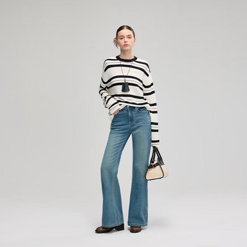 Fengxun Women's High Waist Flared Jeans