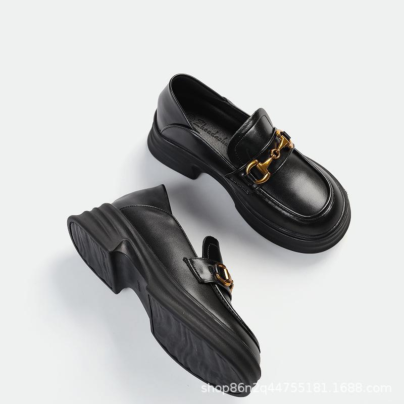3233 small size loafers, versatile thick soles, new small leather shoes in autumn 2025, women's small inner height increase women's shoes