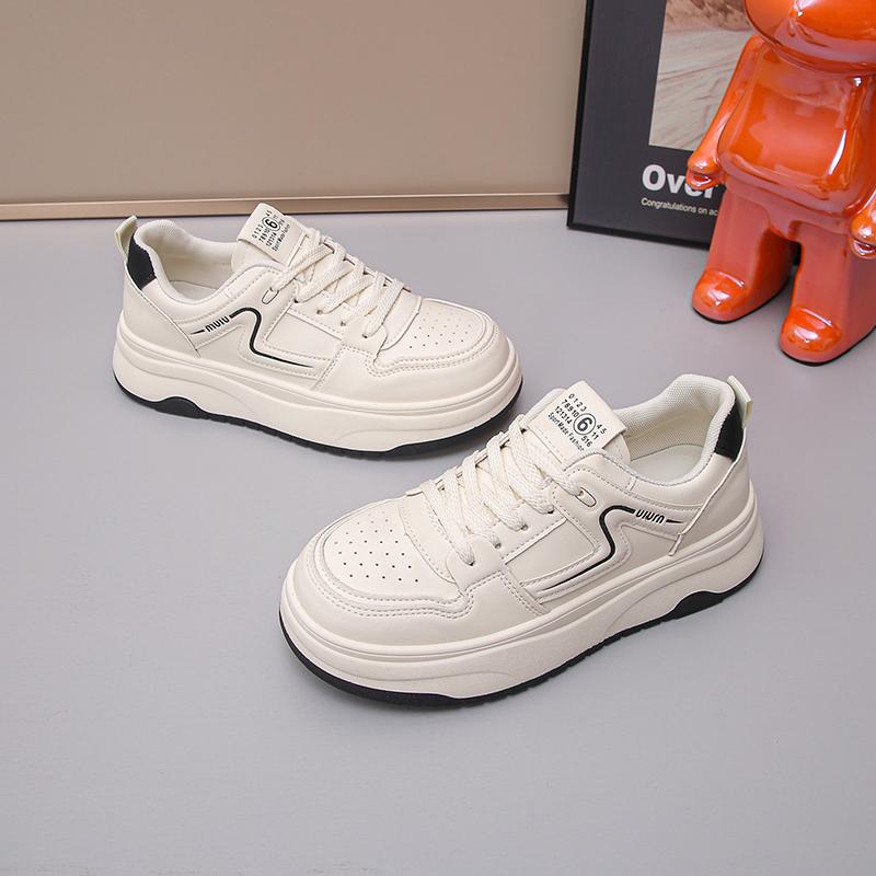 Fashion Women's Casual Shoes Cowhide Platform Casual Women's Shoes 2025 Spring and Summer New Versatile Round Head Little White Shoes