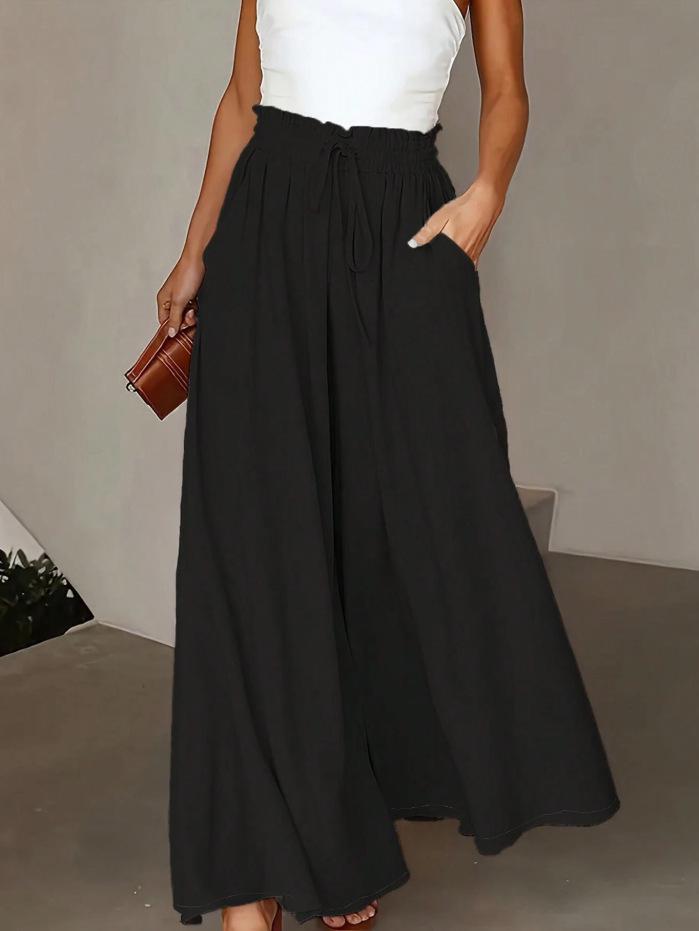 2026 European Bohemian Elastic Waist Wide-Leg Skirt Pants - Women's Spring/Summer Fashion