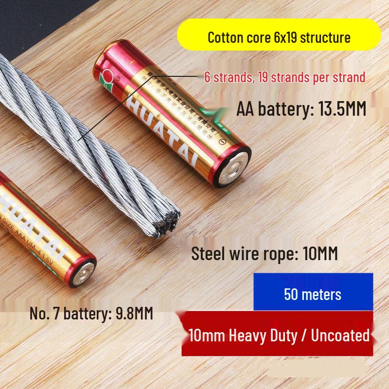 Heavy-Duty 10mm Galvanized Steel Wire Rope with Clamps