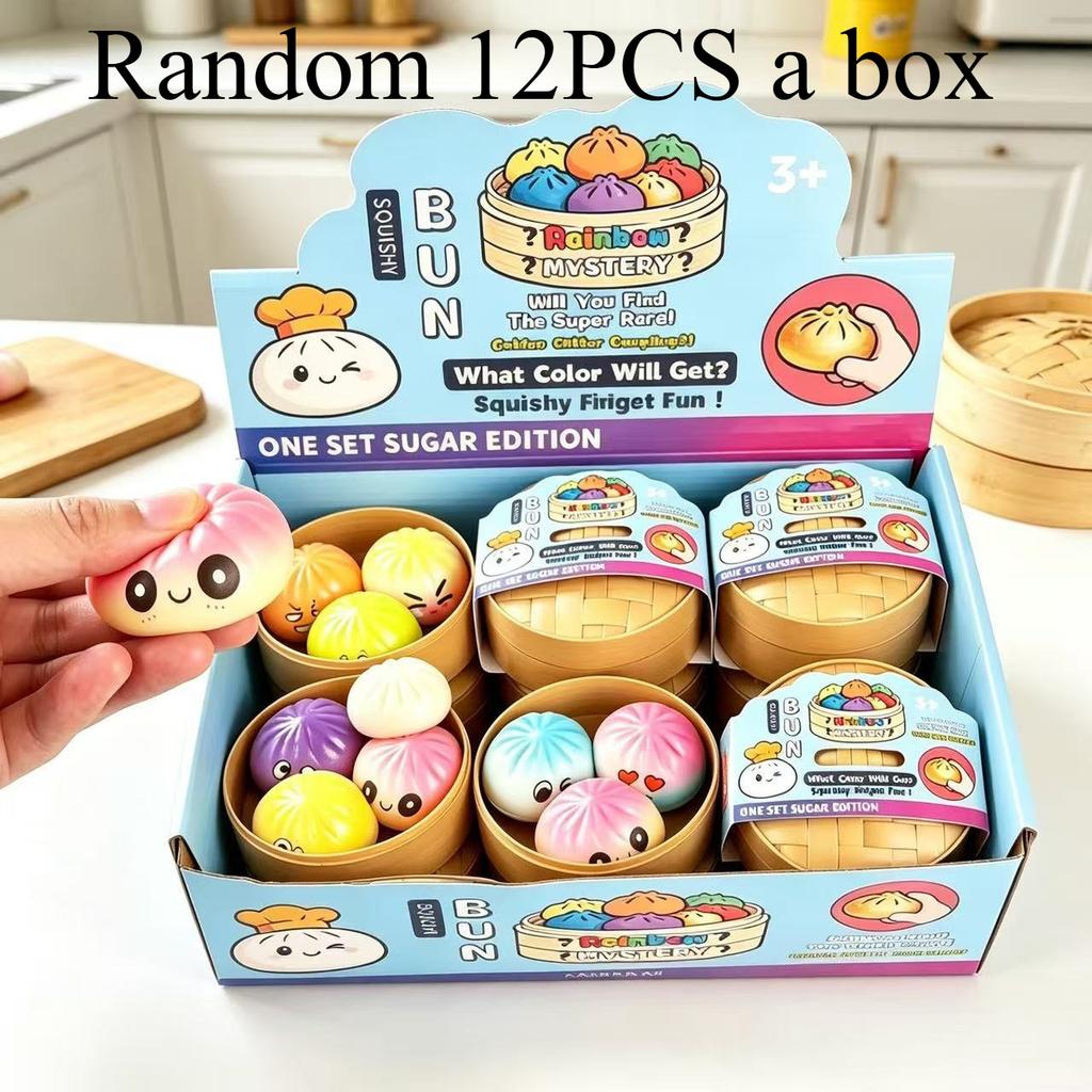 8 Funny Face Bun Squishy Box Portable Fidget Toy Ease Office Commute Anxiety Cute Desktop Decor Gift