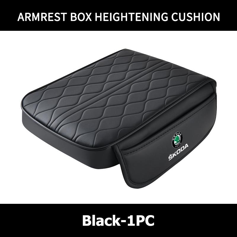 CKDQ9 Car Center Console Cover Leather Armrest Mat Arm Storage Bag Mat For Skoda S Kodiaq Octavia 2 3 Yeti Karoq Rapid Fabia VII VRS