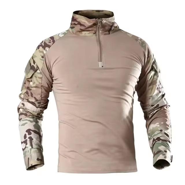 Herren Outdoor Taktische Wander-T-Shirts, Jagd Tarnung Langarm Jagd Klettershirt, Herren Atmungsaktive Sportbekleidung