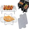 Dual Zone Air Fryer Accessories, 2pcs Air Fryer Rack with 2pcs Reusable Silicone Air Fryer Liners Compatible with Ninja Foodi Air Fryer DZ201,