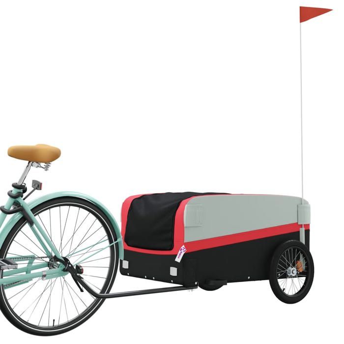 VidaXL Bicycle Trailer, Transport Cart with Flag, Bicycle Trailer, Outdoor Luggage Trailer, Black and 94048