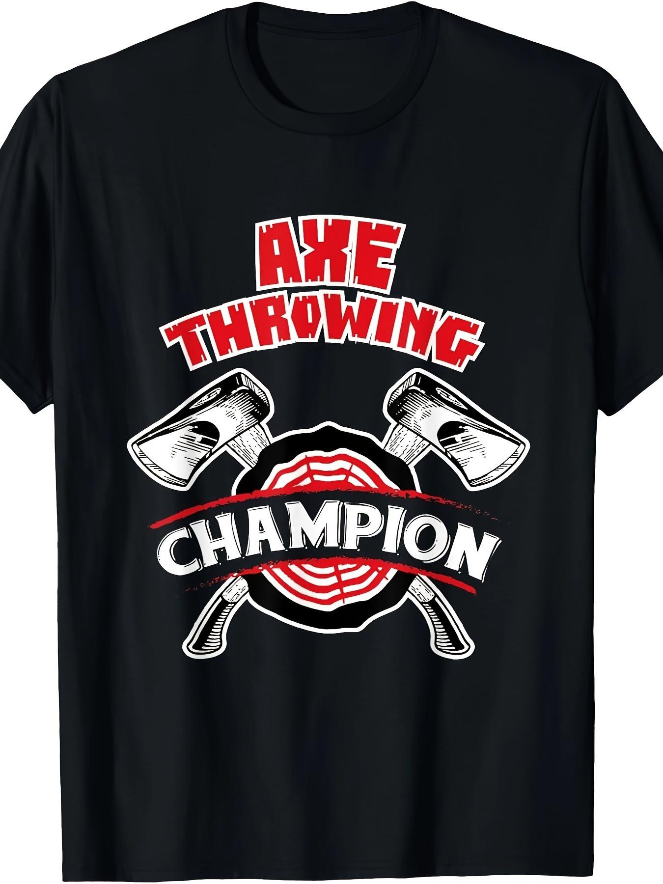 Лучший выбор Мужская Забавная Футболка с Графикой Чемпиона по Метанию Топоров S