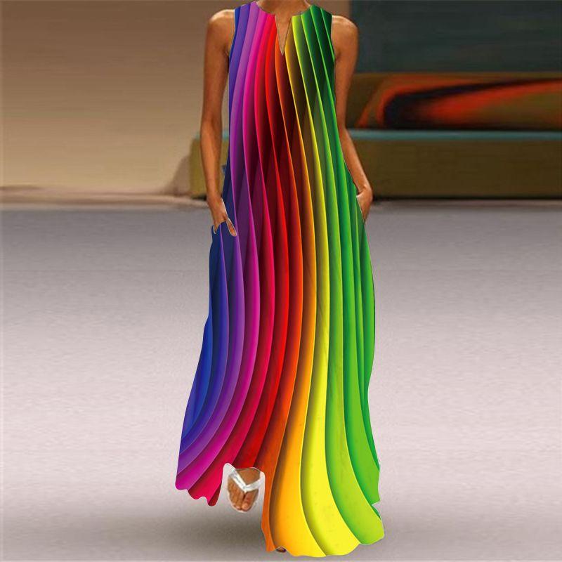 Plus Size Women's New Chinese Style 3D Peacock Dress Elegant All-Matching Sleeveless Vest Skirt Long Loose Floral Skirt