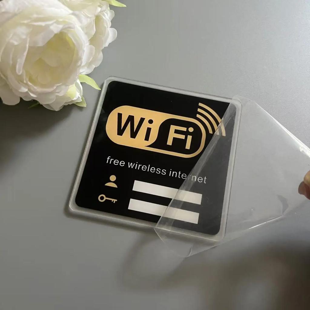 WIFI Sign Mirror Wall Stickers 3D Acrylic Rewritable Handwriting Account and Password For Public Shope Signage Decorate