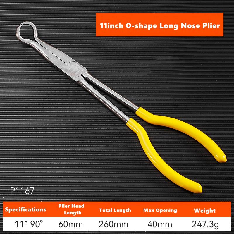 11  11inch Premium Long Reach Spark Plug Pliers Straight Bent Tip Long Nose Pliers,Non-Slip Handles, Engine Maintenance Tool Style E