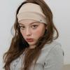 MINIMAL RIBBED WIDE HAIR BAND BANDANA_BEIGE