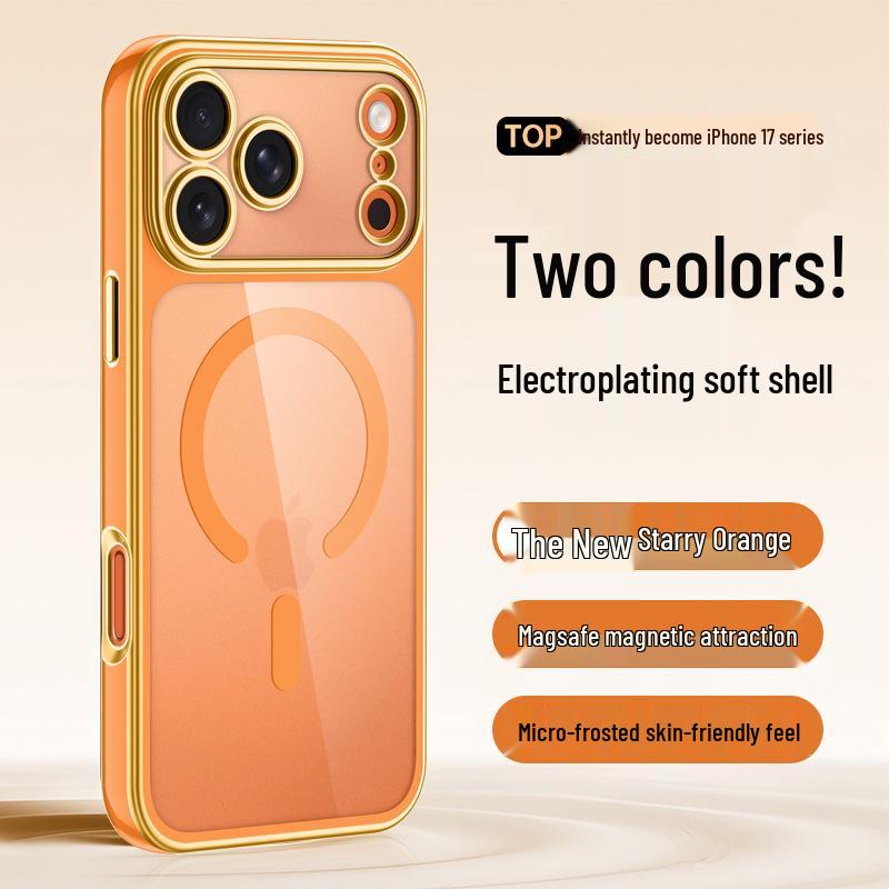 

iPhone 17 Pro Max Transparent Case with Dual-Color Electroplating and Full Magnetic Lens Coverage iPhone 15
