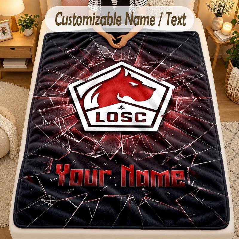 Flannel BlanketLOSC Lille Custom Name Text Personalized Soft Warm Throw Blanket Home Decor Gift