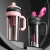 1Pc Stacked Le Large-capacity Straw Cross-border Plastic Transparent Lifting Rope 820ml Accompanying Cup Fitness Sports Kettle Gift