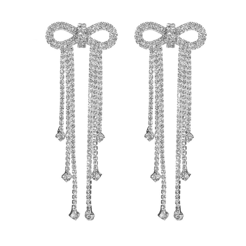 High Version Versatile Bow Long Fringed Earrings
