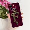 Für Vivo Y38 5G Hülle Abdeckung Transparent Luxus Krone A-Z Buchstaben 2D Flaches Muster Weiche Handyhülle Für VivoY38 5G Bumper