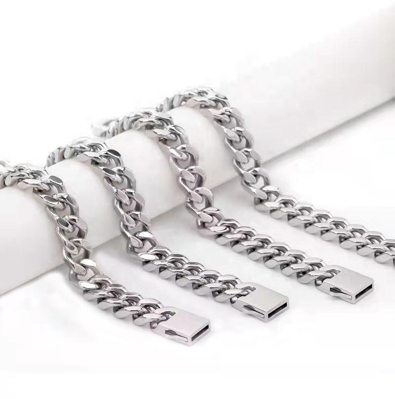 Fashionable Stainless Steel Hip-hop Cuban Bracelet Retro Punk Vacuum Electroplated Cuban Chain Bracelet Jewelry Elegant Bracelet