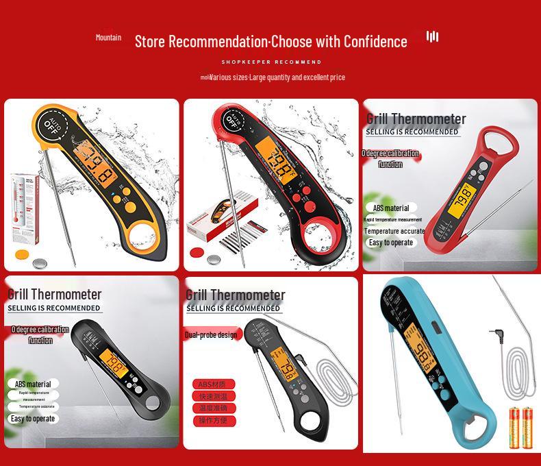 Vattentät Vikbar Elektronisk Mattermometer - Högtemperaturbeständig för Kök och Grillning