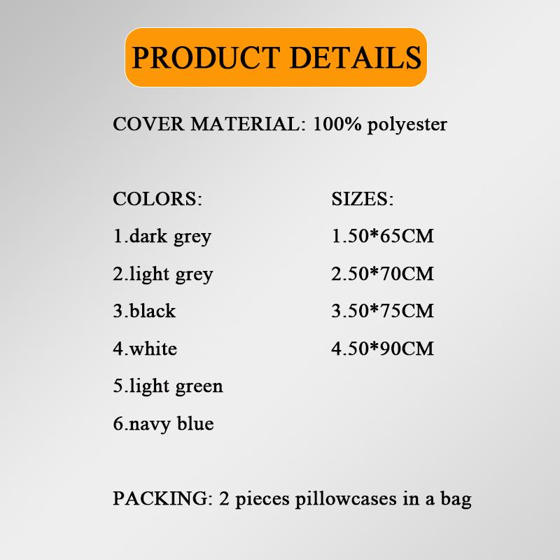 2 Pack Brushed Fabric Pillowcases Soft Pillow Cover Set Available In 50x65cm 50x70cm 50x75cm 50x90cm