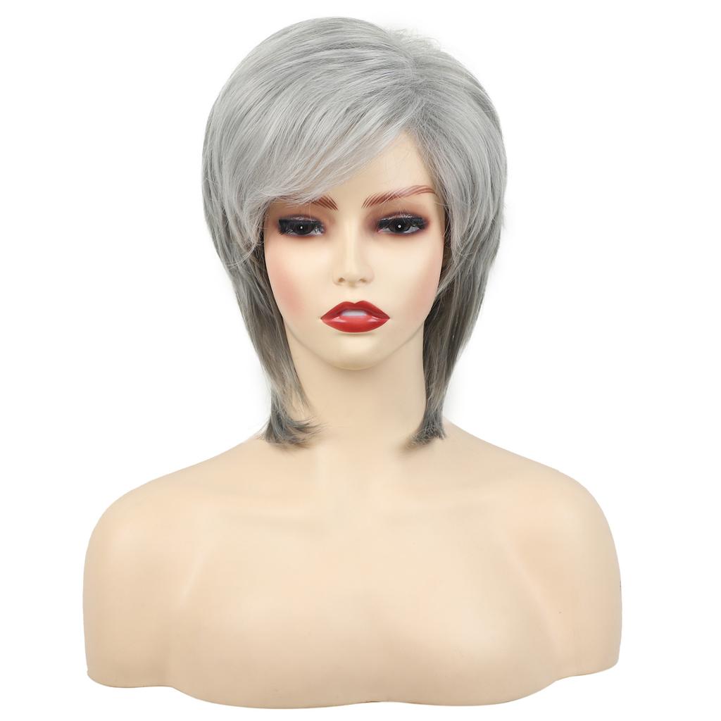 Wig High Temperature Silk Granny Grey Silver Short Hair European American Set Wigs
