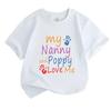 Toddler Boys Girls 100% Cotton Crew Neck Short Sleeve T-Shirt, Cute My Nanny and Poppy Love Me Handprint Pattern Casual Lightweight Kids Tee Tops for