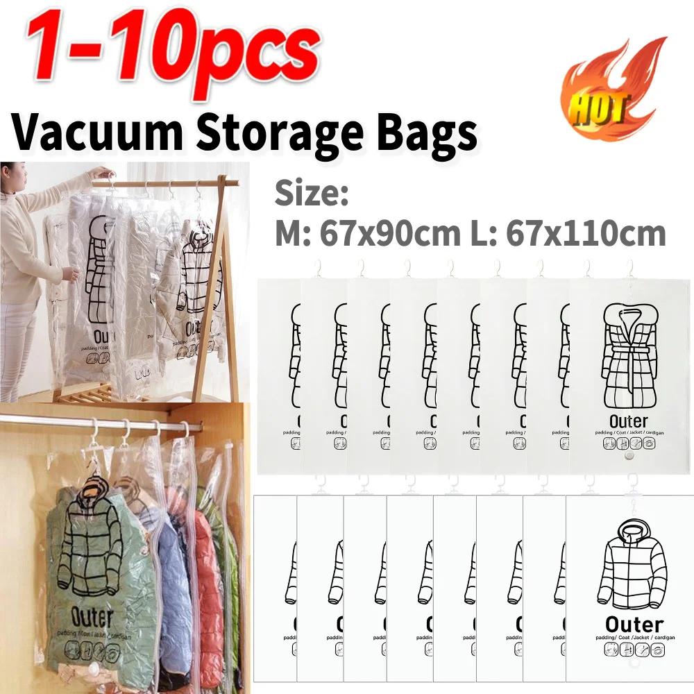 1-10 ks Průhledný vakuový sáček Opakovaně použitelný Závěsný Stlačitelný Úložný sáček Šetřící místo na Oblečení Péřový Kabát
