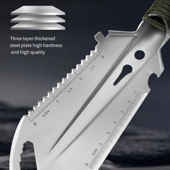 Multifunctional Shovel with Oxford Cloth Portable Stainless Steel Nylon Rope Handle Multi-purpose Spade Trowel Lightweight Outdoor Gardening Survival