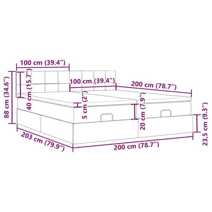 VidaXL Ottoman Bed Frame with Mattress Dark Grey 200x200cm Fabric, Bed Frame, Upholstered Bed Frame, Bed Frame 3312002