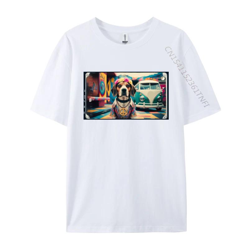 

Retro Hippie Beagle TShirt Normal T Shirt For Adult Cotton Tees Normal Discount Free Shipping Items Lowest Prices S