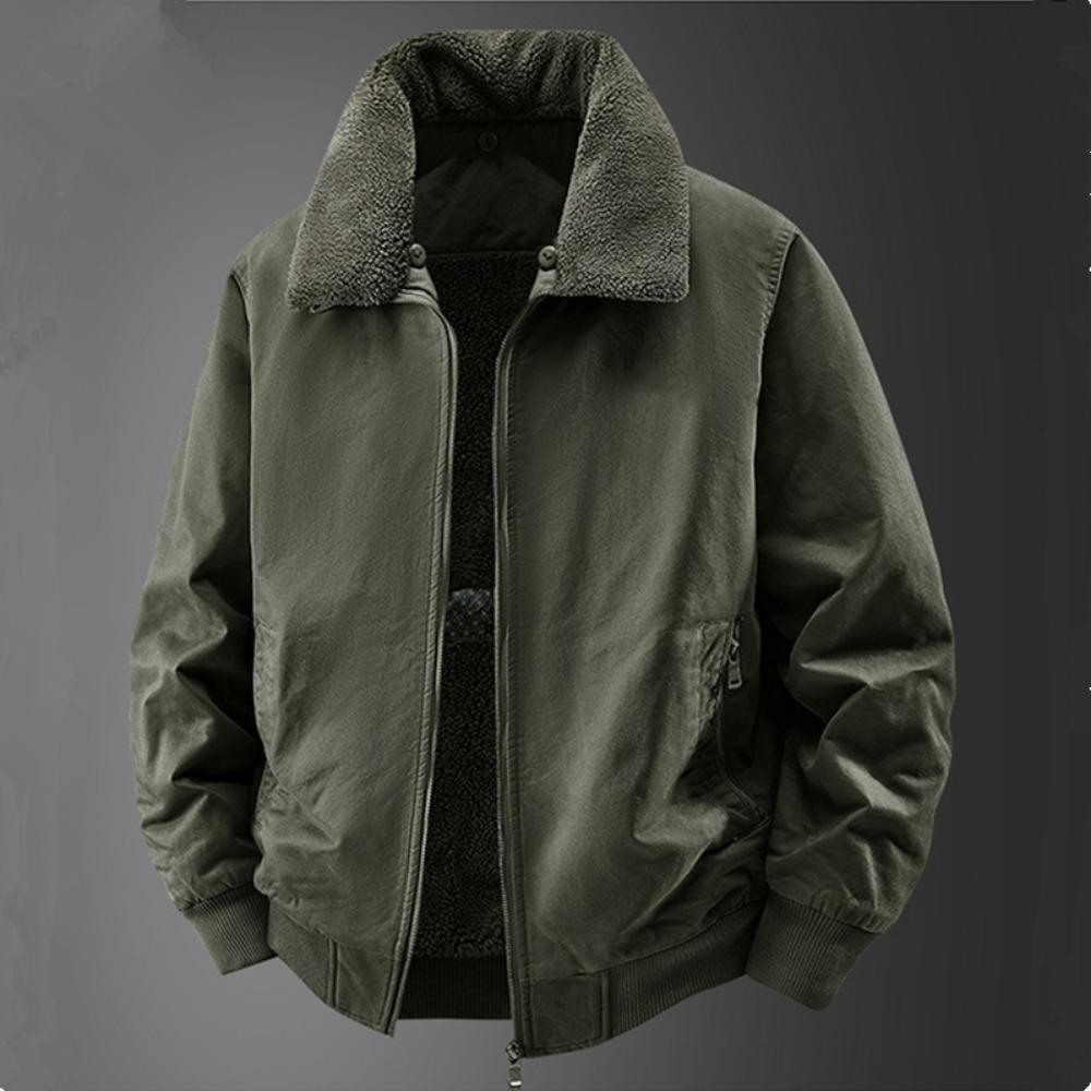 Winter New Fleece Thick Warm Pilot Jacket Men Fashion Casual Windproof Coat Men Autumn Outwear Outdoor Fur Collar Jacket Men