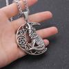 Stainless Steel Howling Wolf Moon Necklace - Viking & Slavic Animal Pendant with Adjustable Chain for Couple Jewelry Gifts