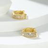 Full Diamond Wide Face Stud Earrings with Zircon Geometric Earrings, Design Versatile Earrings