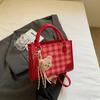 Korean foreign style handbag women's 2025 summer new fashion plaid small square bag high value shoulder messenger bag