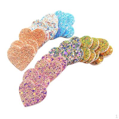20 Stycken Hjärta Filtapplikationer med Glitter Paljetter för Dekoration Tillverkning Prydnad 26x34mm Multi