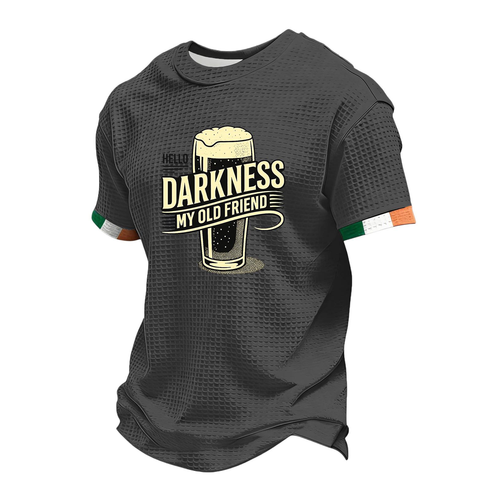 

Men s St. Patrick s Day Printed Waffkle Crewneck Short Sleeve Top L