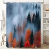 Forest Misty Shower Curtain Waterproof Bath Decor Modern Nature Inspired Bathroom Textile with Rust Resistant Hooks