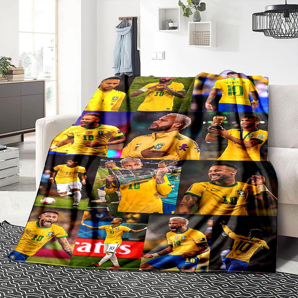 Football Legend Celebration Pose printed flannel breathable and warm blanket, a stylish home gift, suitable for home, office and bedspread use. 15a138