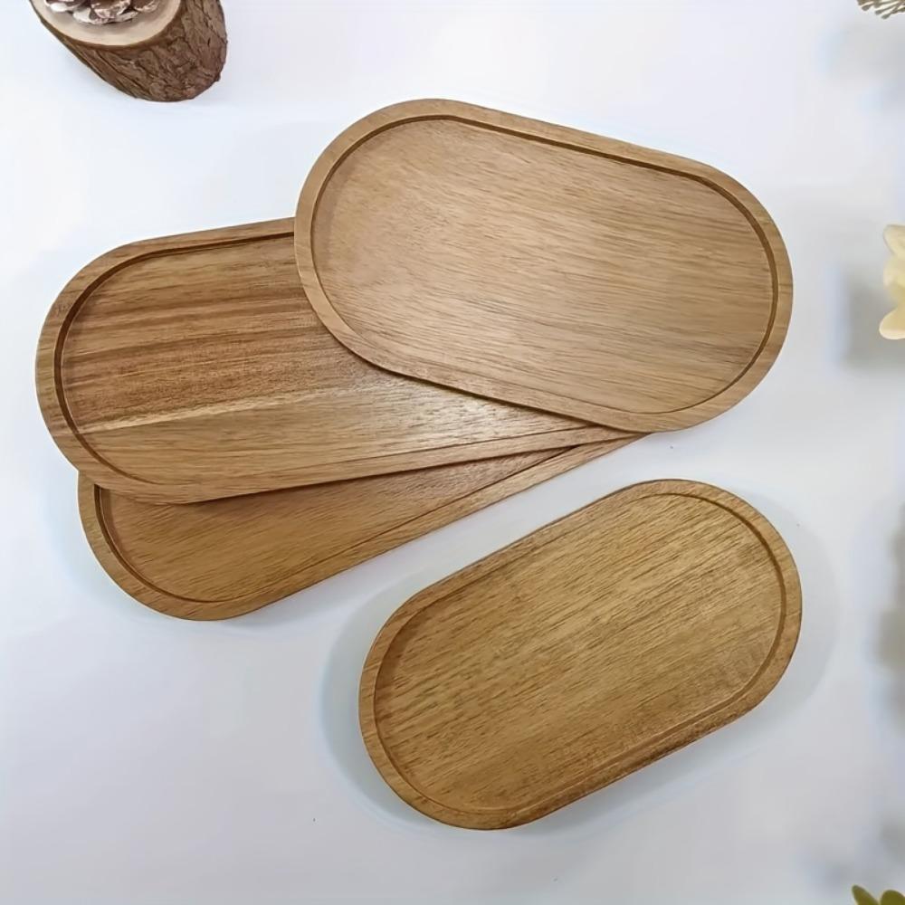 1pc Acacia Wood Serving Tray - Perfect for Serving Variety of Dishes