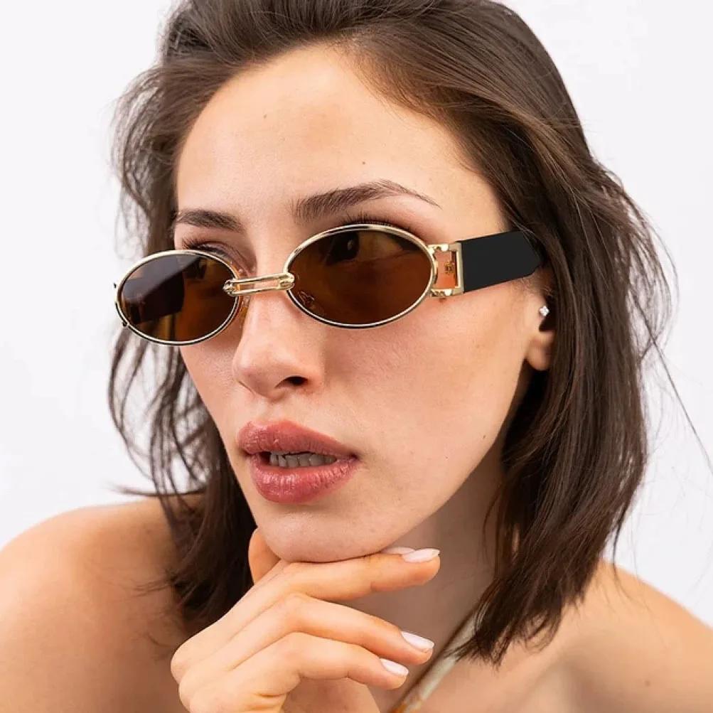 y2k Vintage Small Frame Oval Sunglasses ladies For Men Luxury  Designer Sun Glasses Steampunk Popular Outdoor Eyeglasses UV