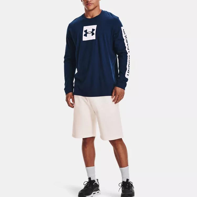 Under Armour Sportstyle Color Block Logo Training Long Sleeve T-Shirt Men tops Academy-Blue 1366464-408