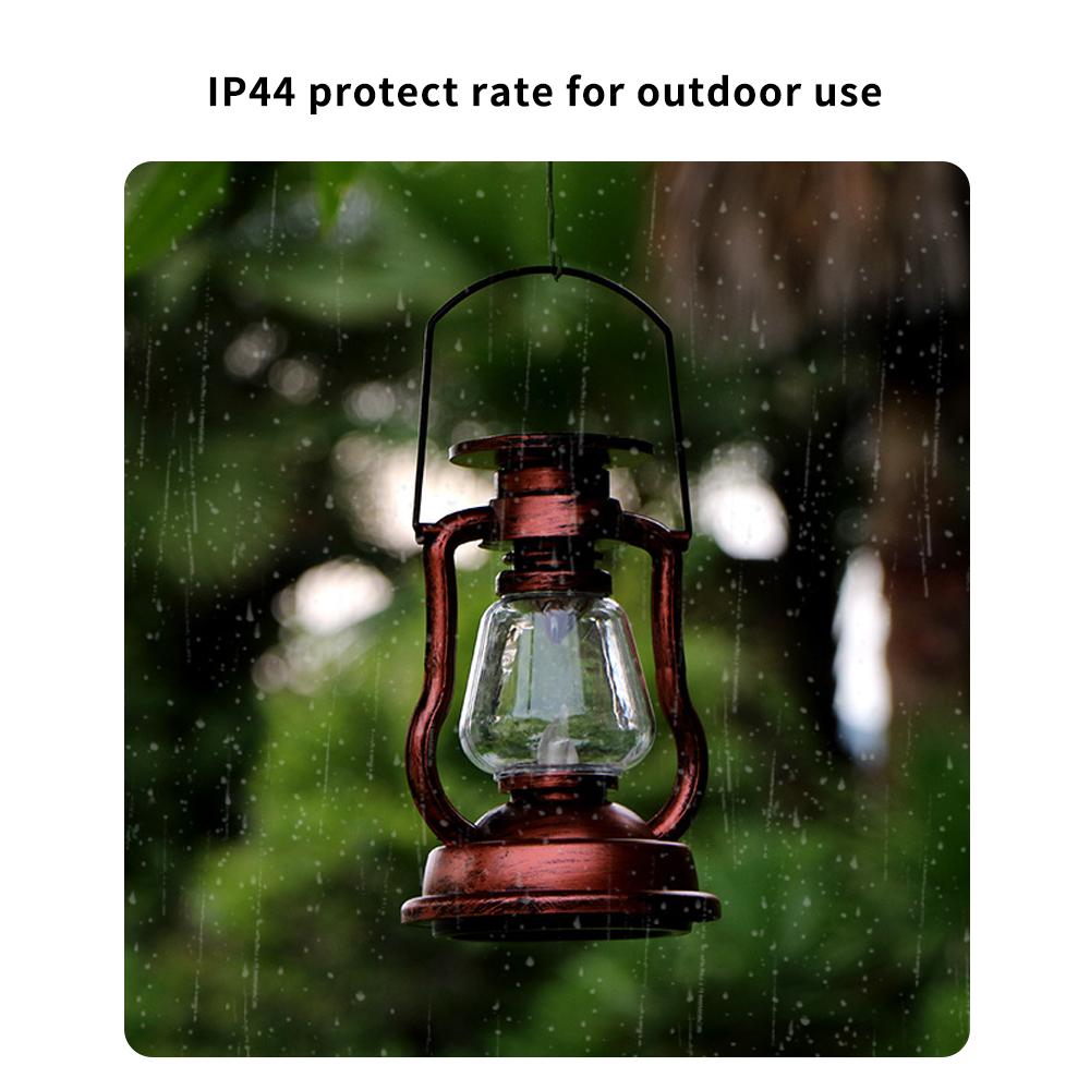 Solar Powered Hanging Candle Light Retro LEDs Oil Lamp Flickering Flameless Solar Lantern Outdoor